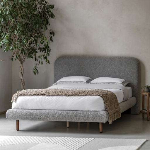 Rabley Light Grey Boucle Double Bedstead 