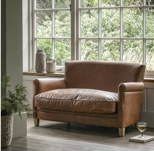 Mr. Paddington 2-Seater Sofa and Matching Armchair Set in Vintage Brown Leather