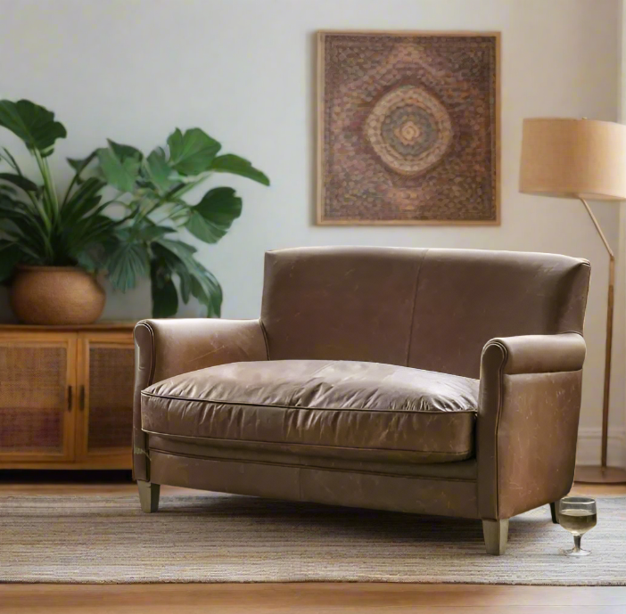 Mr. Paddington 2-Seater Sofa and Matching Armchair Set in Vintage Brown Leather