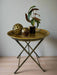 Lyon Side Tray Table, Aged Gold Metal, Round Top 