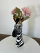 Zebra Head Flower Vase, Ceramic, Hand Painted, Black, White 