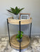 Round Side Table, Black Metal Frame, Two-Tiered Design Basket