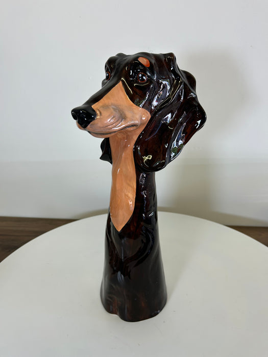 Dachshund Flower Stem Vase, Tall, Ceramic, Black