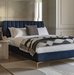 Kensington Indigo Velvet Upholstered King Size Bedstead