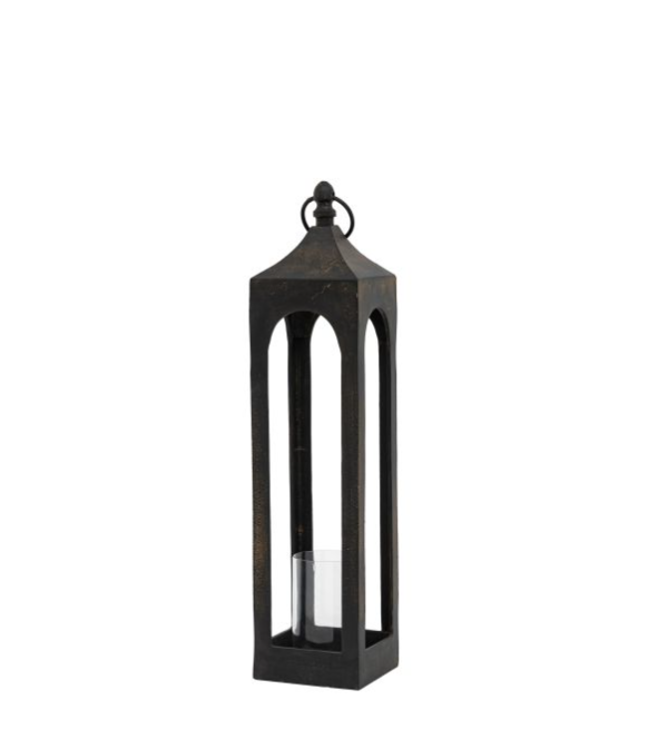 Aged Metal & Glass Indoor Lantern - Medium