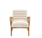 Cream Sheepskin Upholstered Armchair with Curved Wooden Frame