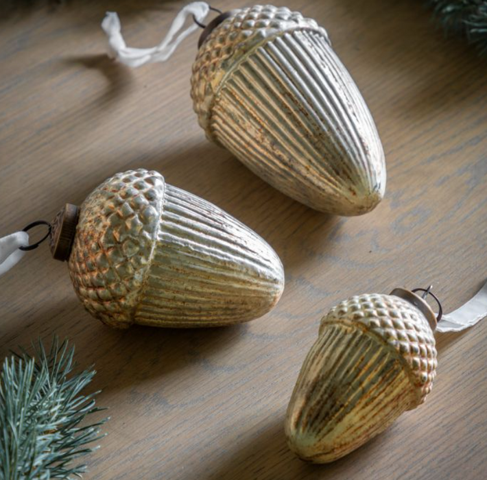 Antique Gold Acorn Shaped Bauble