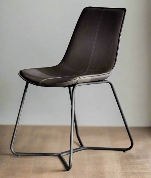 Curved Design Metal & Leather Stool/Dining Chair