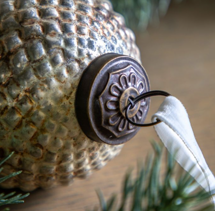 Antique Gold Acorn Shaped Bauble Large