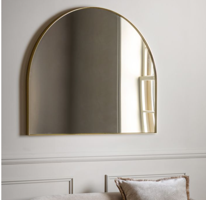 Holworth Overmantle Semi-Circle Mirror with Thin Gold Frame