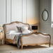 Chic King Linen Upholstered Bed Weathered