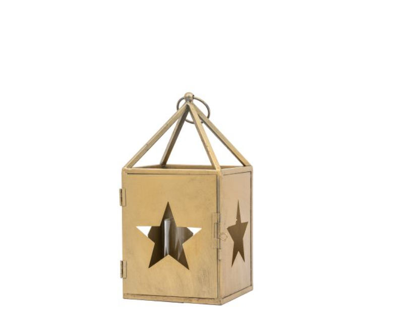 Antique Gold Lantern with Star Cut Out Design Small