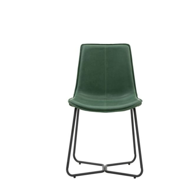 Hawking Curved Design Seating Green Leather Dining Chair ( Due In  20/11/24 )