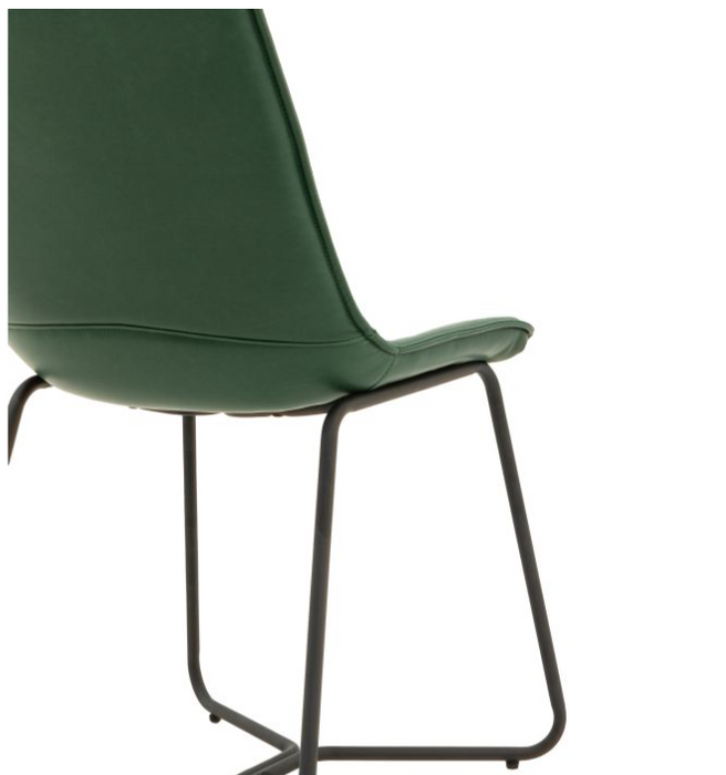 Hawking Curved Design Seating Green Leather Dining Chair ( Due In  20/11/24 )