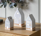 Pearly White Ceramic Tealight Houses 3pk 