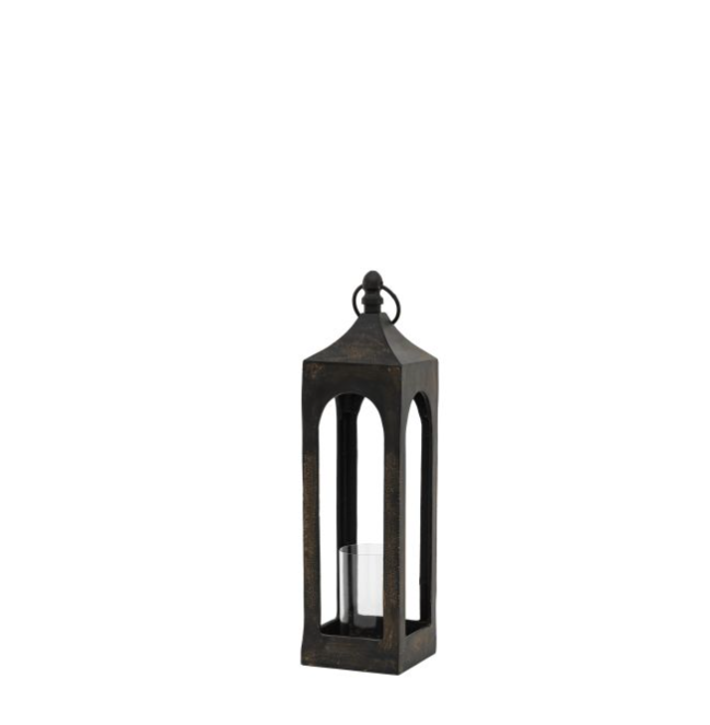 Aged Metal & Glass Indoor Lantern - Small