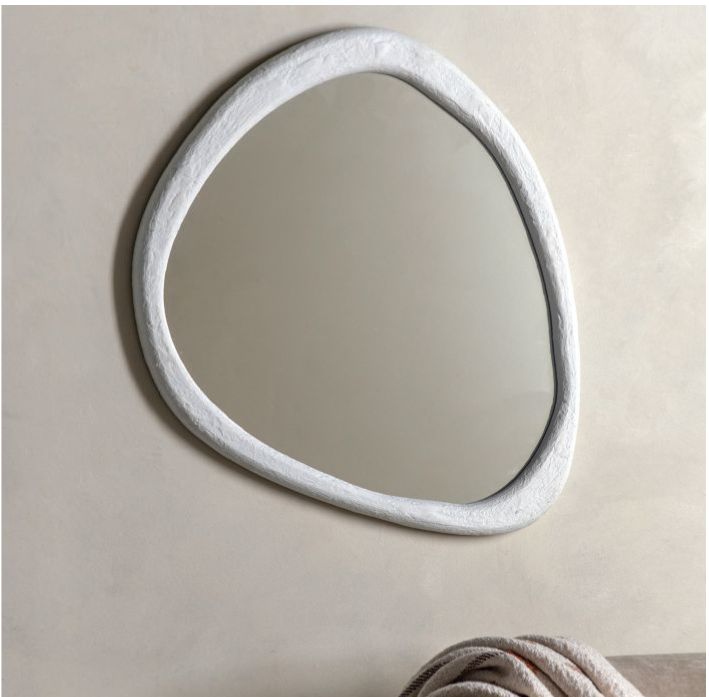 Como Pebble White Concrete Effect Round Mirror