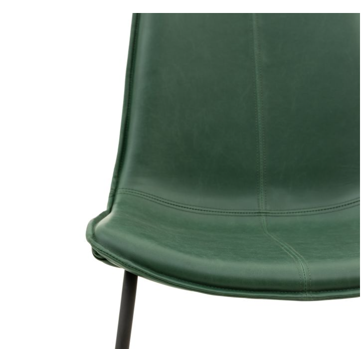 Hawking Curved Design Seating Green Leather Dining Chair ( Due In  20/11/24 )