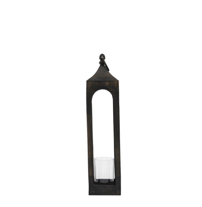 Aged Metal & Glass Indoor Lantern - Medium