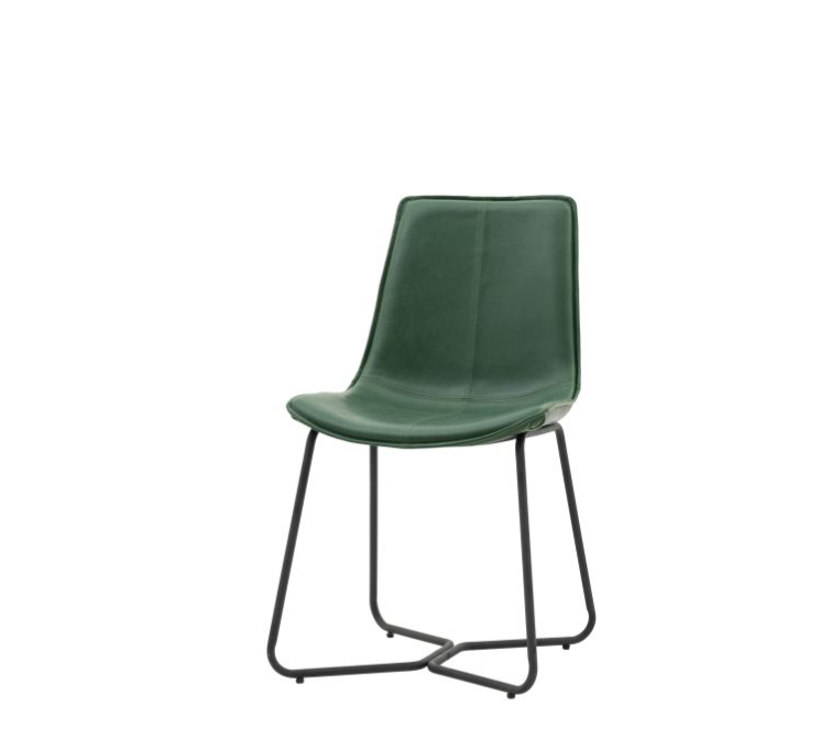 Hawking Curved Design Seating Green Leather Dining Chair