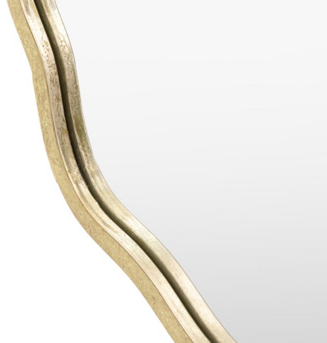 Contemporary Aged Gold Wavy Metal Leaner / Floor Mirror - 170cm