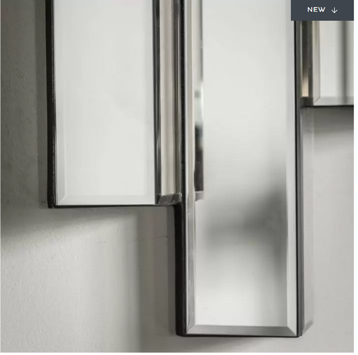 Almada statement Mirror, Abstract Panels, Silver, Metal Frame, Art Deco