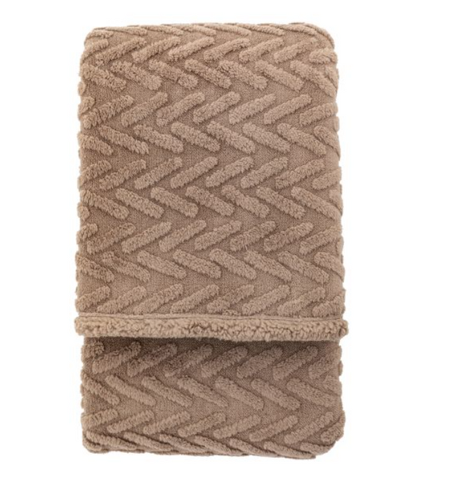 Herringbone Sherpa Throw Taupe