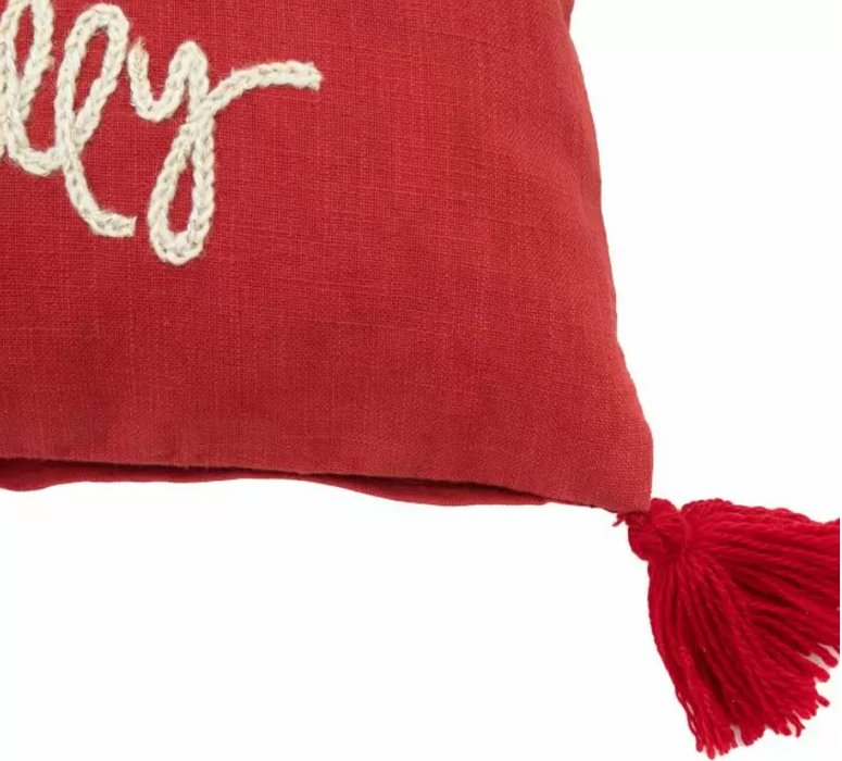 Tis The Season Red Linen Cushion