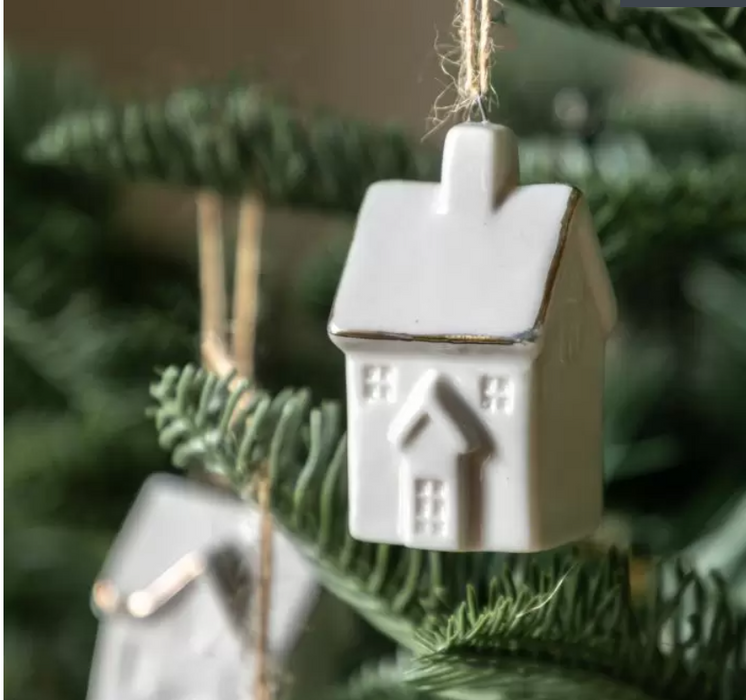 Pearly White  Ceramic Hanging House Ornaments 3pk