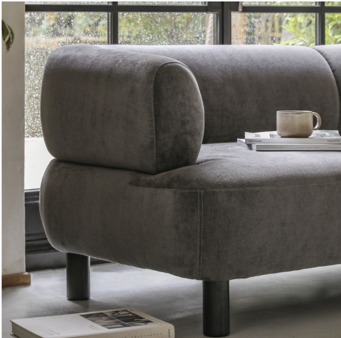 Siena Modern 3 Seater Sofa in Anthracite Grey Fabric