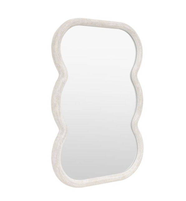 Como Curved White Wavy Edge Leaner Mirror