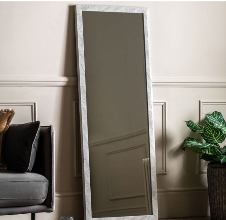 Romano Marble Design Wrapped Grey Leaner Mirror Large