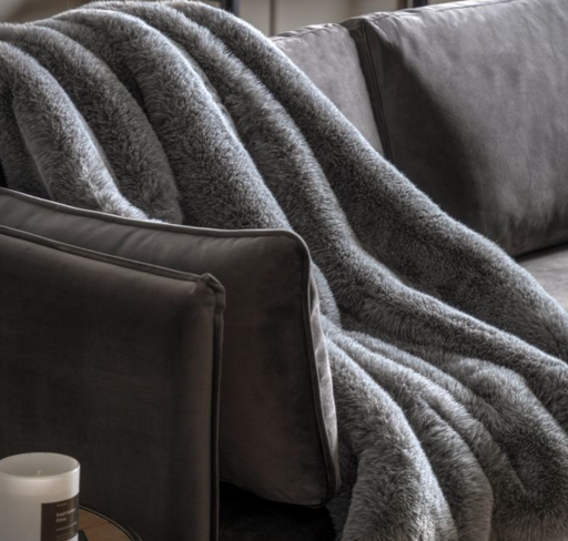 Roscose Faux Fur Throw Smoked Grey