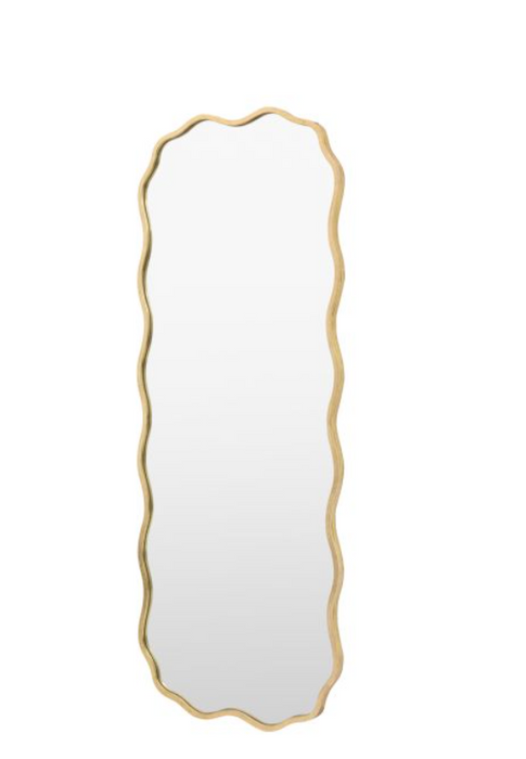 Contemporary Aged Gold Wavy Metal Leaner / Floor Mirror - 170cm