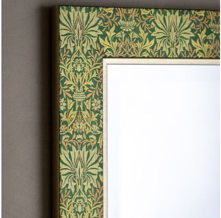 Elegant Forest Green Rectangular Mirror – Botanical Frame & Premium Glass