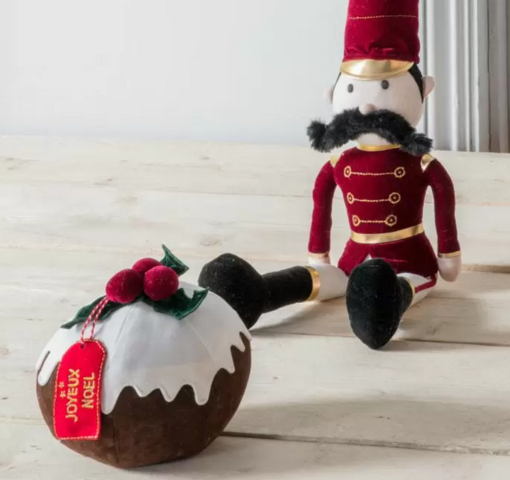 Christmas Pudding Doorstop Brown & White