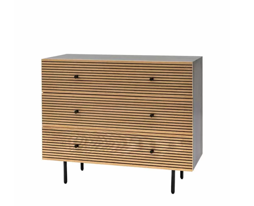 Marlow Modern Black & Natural 3-Drawer Chest - Sleek Bedroom Storage