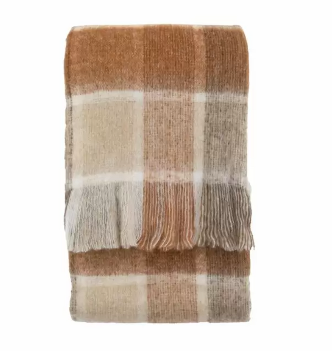 Check Mohair Throw Rust