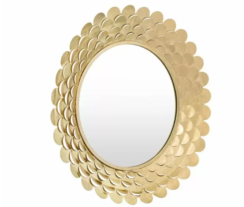 Windsor Gold Round Wall Mirror with Scallop Cutouts - 91cm