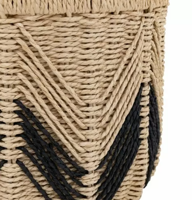 Cameroon Baskets Natural & Black Set of 3