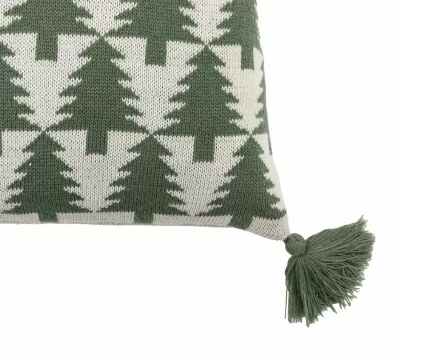 Knit  Green Tree Scandi Christmas Cushion