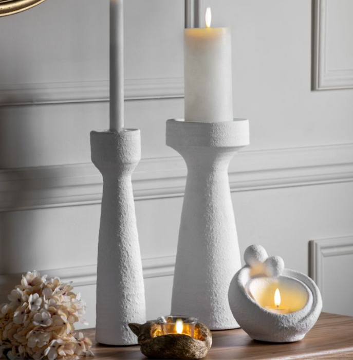 Luna Candlestick Small White Set of 2