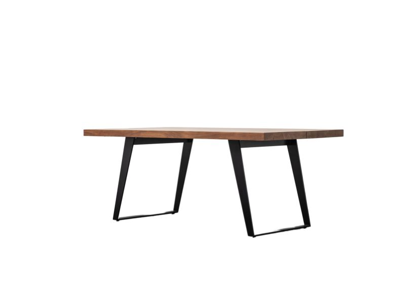 Perugia Dining Table, Natural Acadia Wood, Black Metal - Large