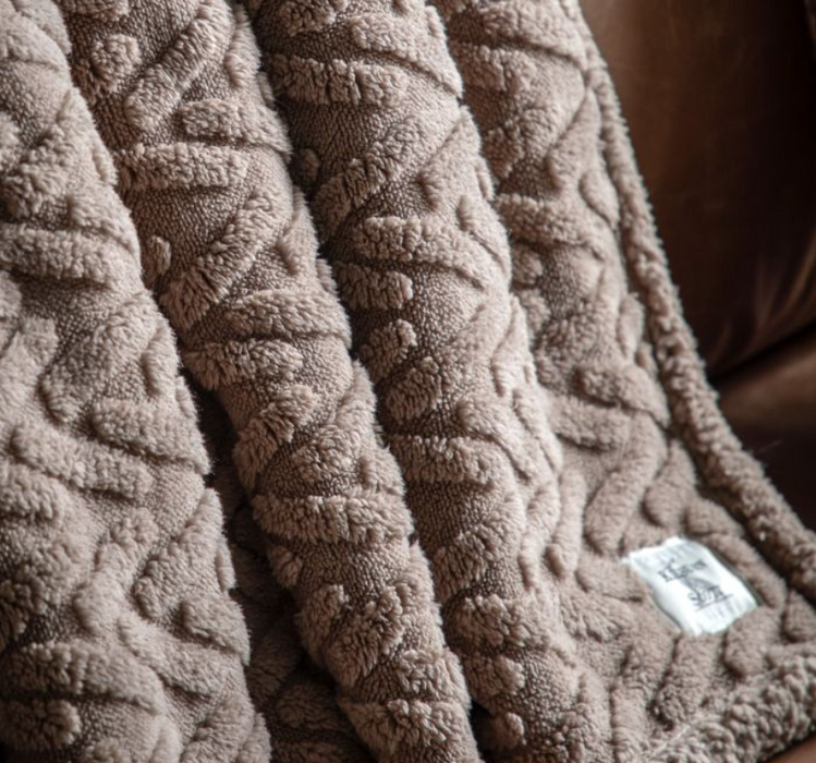 Herringbone Sherpa Throw Taupe ( Due In 03/11/24 )