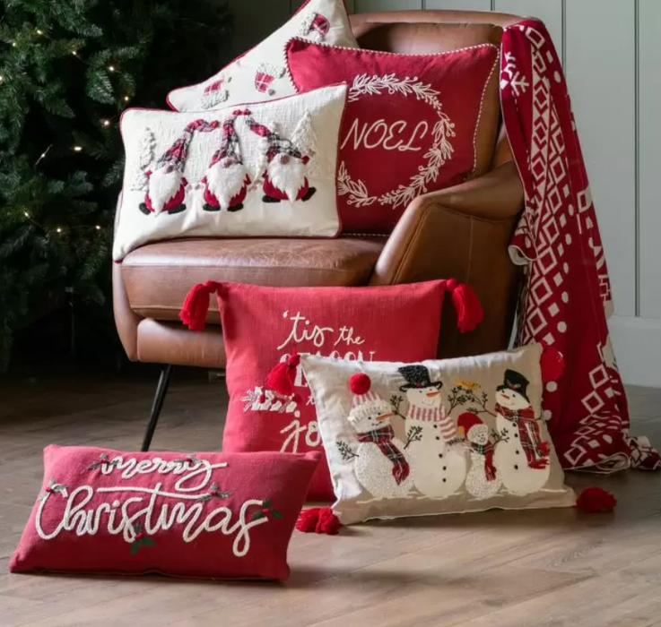 Noel  Red Velvet Christmas Cushion