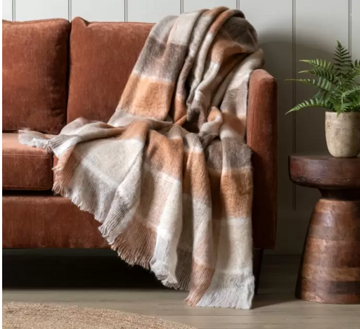 Check Mohair Throw Rust