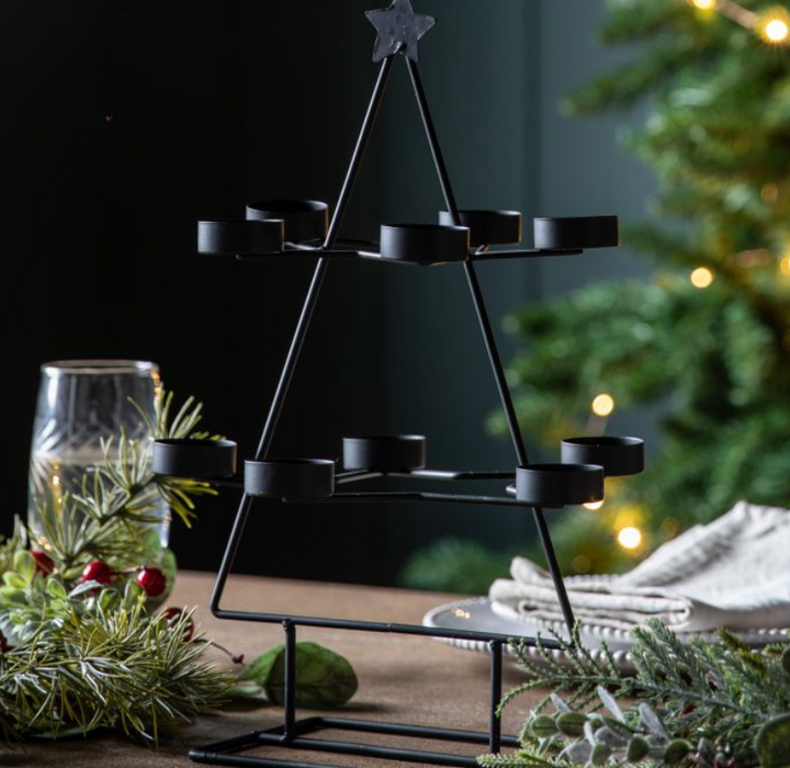 Black Christmas Tree Tealight Holder x10