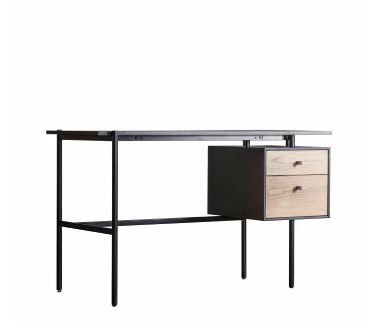 Burbury Black & Oak 2 Drawer Desk