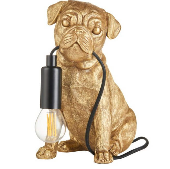 Quirky Vintage Gold Resin Table Lamp – Dog Design & E14 Holder ( Due Back In 30/01/25 )