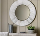 Hackney Industrial-Modern Round Mirror with Whitewashed Wooden Frame